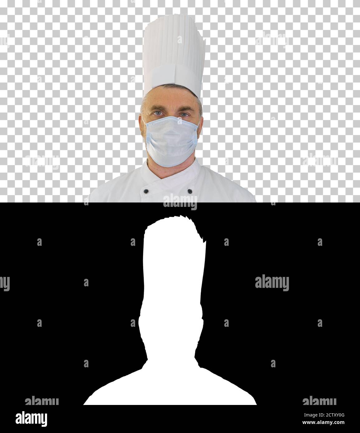 Chef cuisinier masculin portant un masque médical de protection pour le visage Banque D'Images