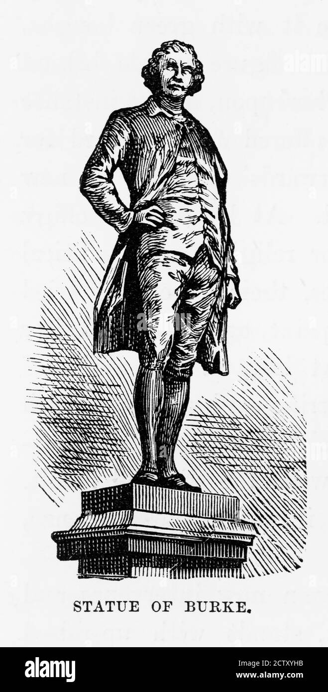 Statue d'Edmund Burke, Dublin, Irlande gravure victorienne, Circa 1840 Banque D'Images