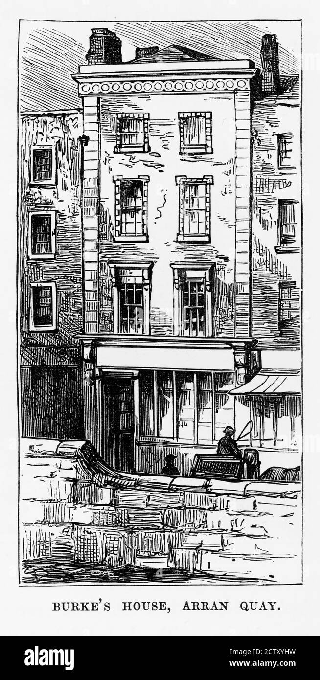 Arran Quay, domicile d'Edmund Burke, Dublin, Irlande gravure victorienne, Circa 1840 Banque D'Images