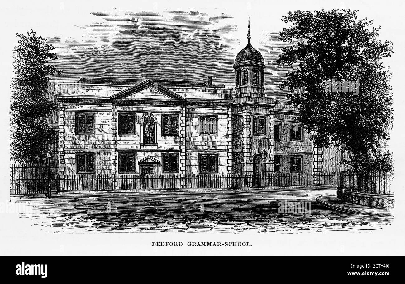 Bedford Grammar School, Bedford, Angleterre, gravure victorienne, 1840 Banque D'Images