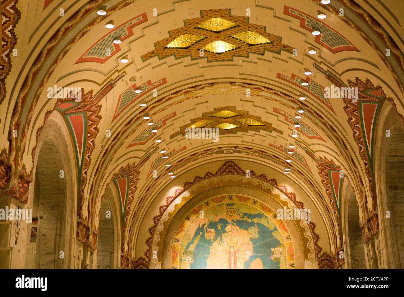 Plafond en mosaïque, Guardian Building, Detroit, Michigan, États-Unis Banque D'Images