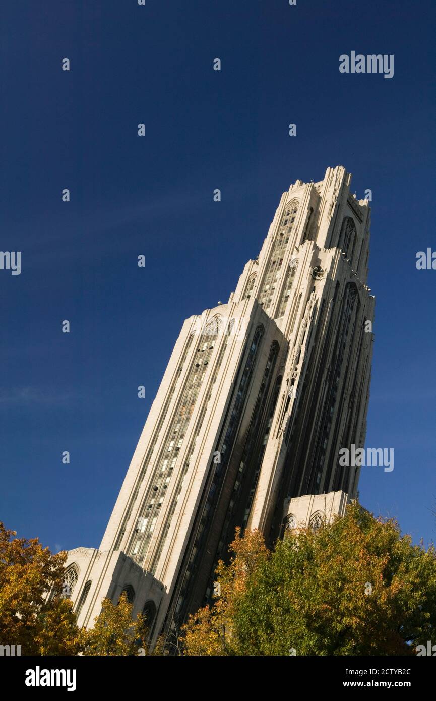 Cathedral of Learning Tower, Université de Pittsburgh, Pittsburgh, Comté d'Allegheny, Pennsylvanie, États-Unis Banque D'Images
