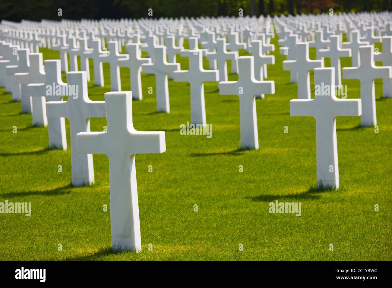 Cimetière MILITAIRE AMÉRICAIN contenant les tombes de plus de 5000 morts de guerre des États-Unis de la Seconde Guerre mondiale, Hamm, ville de Luxembourg, Luxembourg Banque D'Images