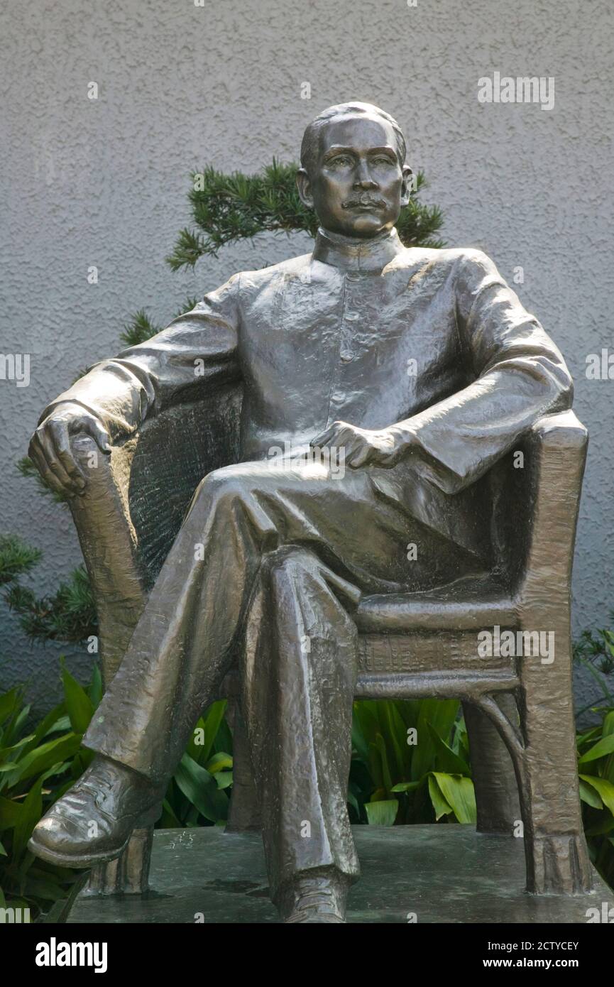 Statue du Soleil Yat-Sen à sa résidence, concession française de Shanghai, Shanghai, Chine Banque D'Images