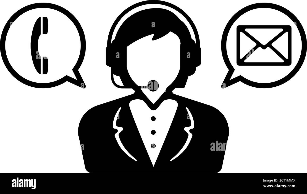 Illustration de l'icône du vecteur du service client , consultant (e-mail, téléphone) Illustration de Vecteur