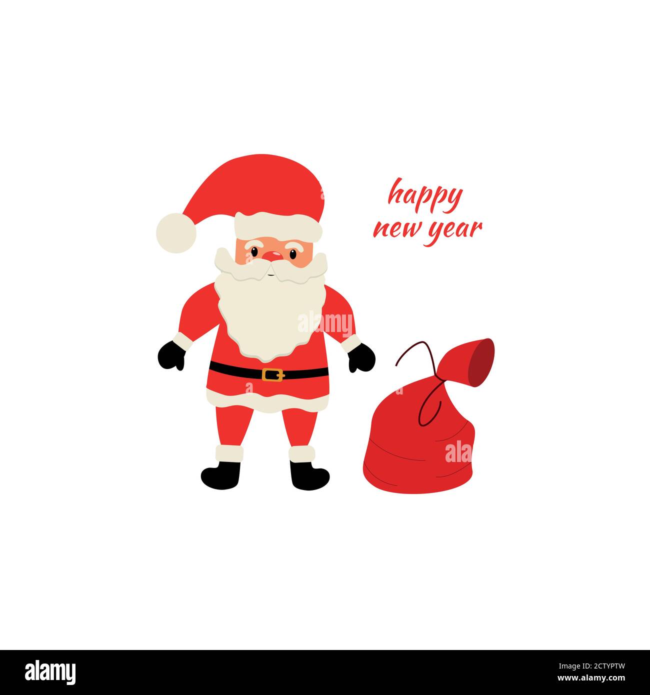 Illustration de Noël. Drôle de dessin animé Santa Claus avec chapeau rouge agitant sa main et salutation. Idéal pour les cartes de Noël et du nouvel an, les affiches et les cadeaux Illustration de Vecteur