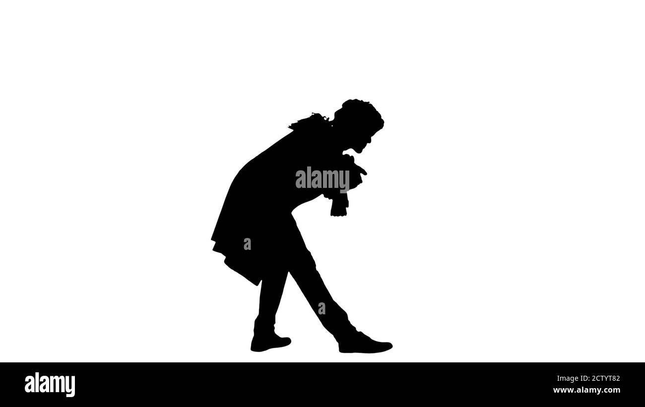 Silhouette Man habillé comme un courtier de 17-18 siècles de greets som Banque D'Images