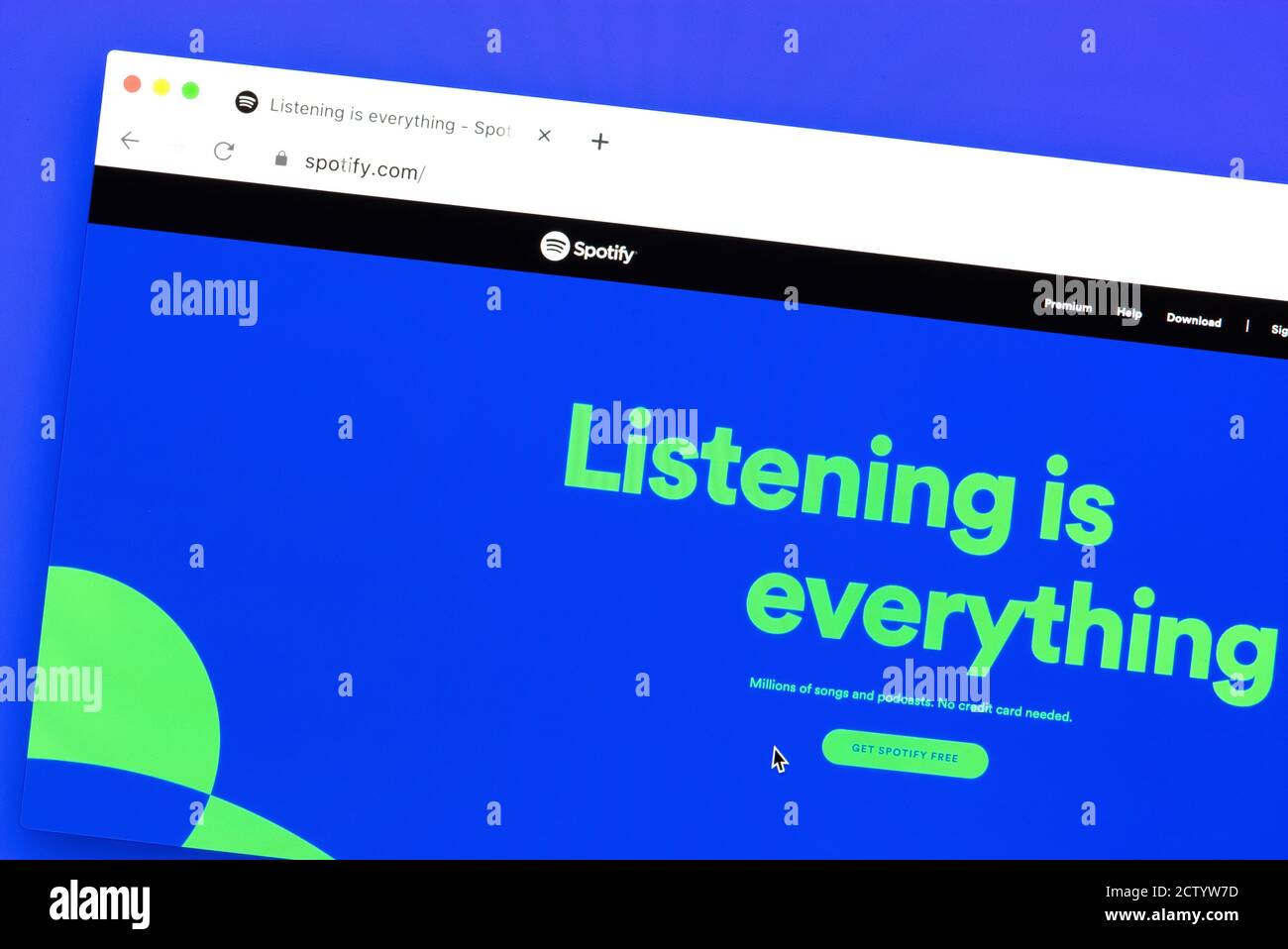 Ostersund, Suède - 24 septembre 2020 site Spotify. Spotify est un fournisseur suédois de services de diffusion de musique en continu. Banque D'Images