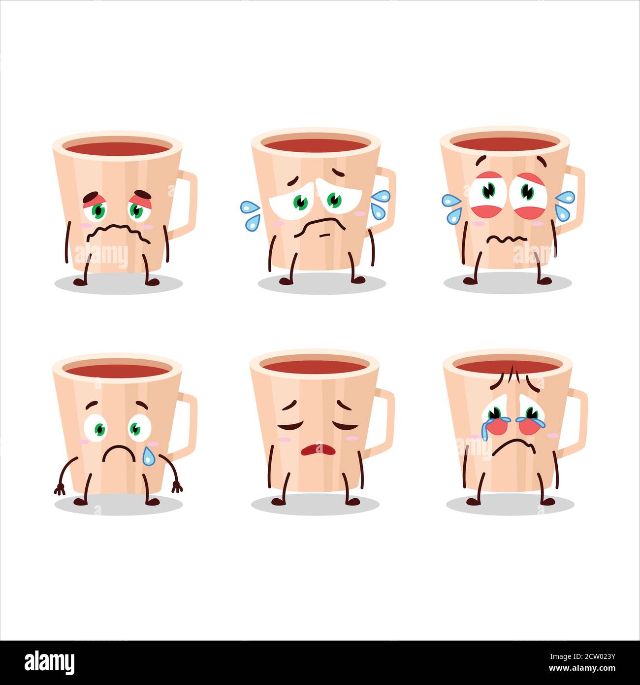 Personnage de dessin animé de thé de Thanksgiving avec une triste expression Illustration de Vecteur