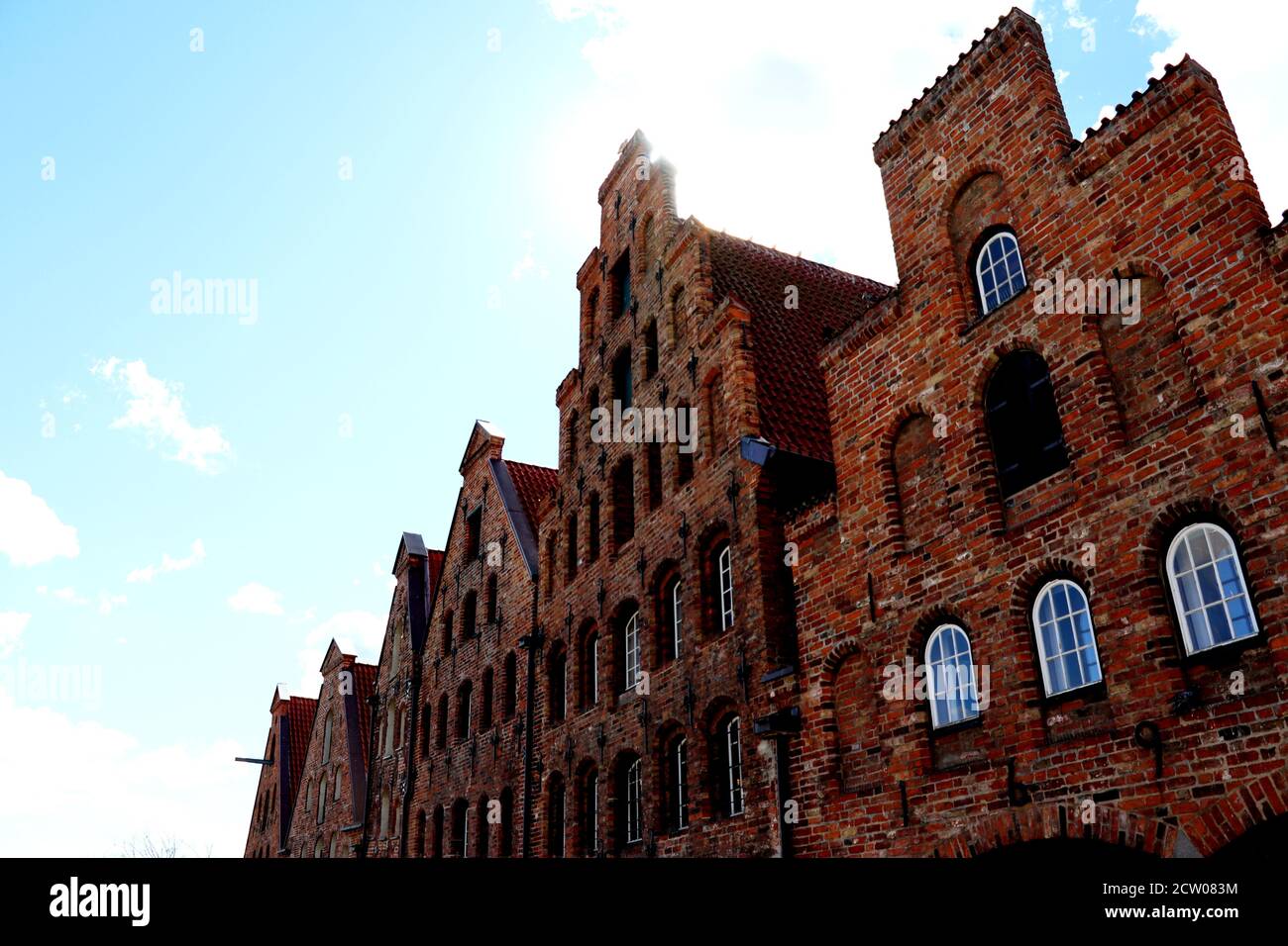 Maisons en briques dans une rangée à Lübeck - Allemagne Banque D'Images