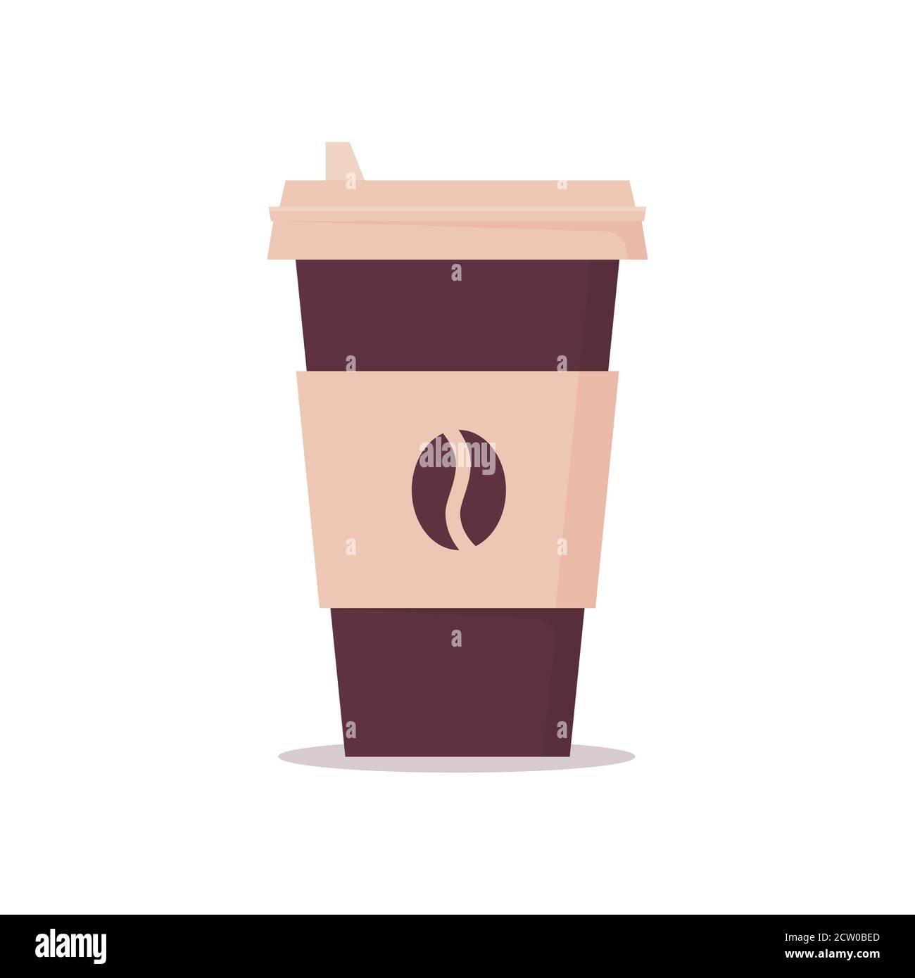 Tasse jetable avec couvercle pour le café à emporter. Tasse en papier avec icône en forme de grain de café Illustration de Vecteur