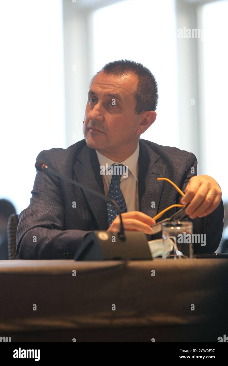 Naples, Italie. 25 septembre 2020. Ettore Rosato, Président d'Italia Viva à Naples pour une conférence de presse avec Matteo Renzi. (Photo de Salvatore Esposito/Pacific Press) crédit: Pacific Press Media production Corp./Alay Live News Banque D'Images