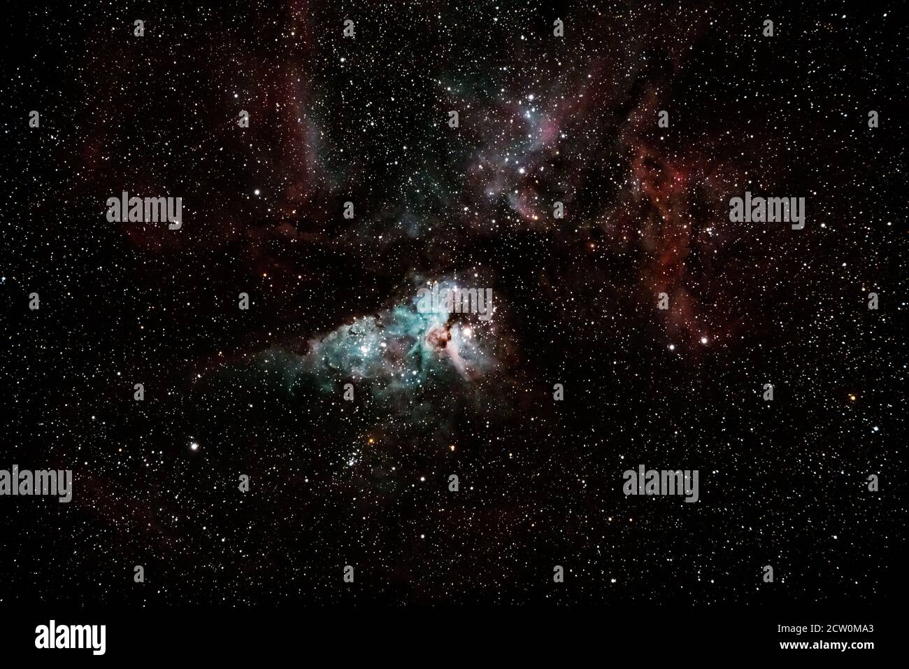 La nébuleuse de Carina est située dans le bras Sagittaire de La voie lactée et est l'un des objets les plus lumineux dans le ciel nocturne Banque D'Images
