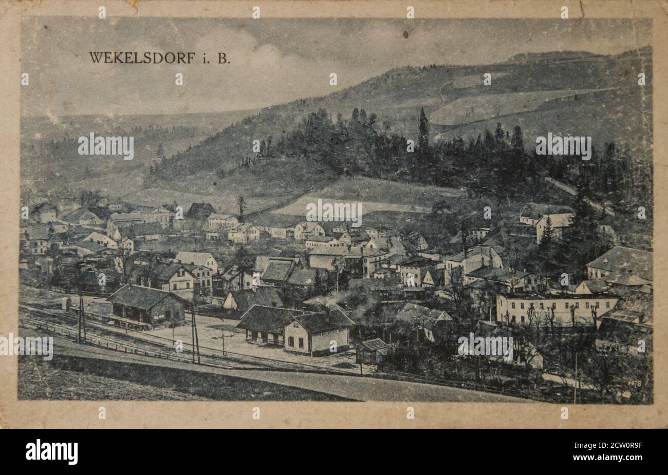 Teplice nad Metuji - ancienne carte postale noire blanche Banque D'Images
