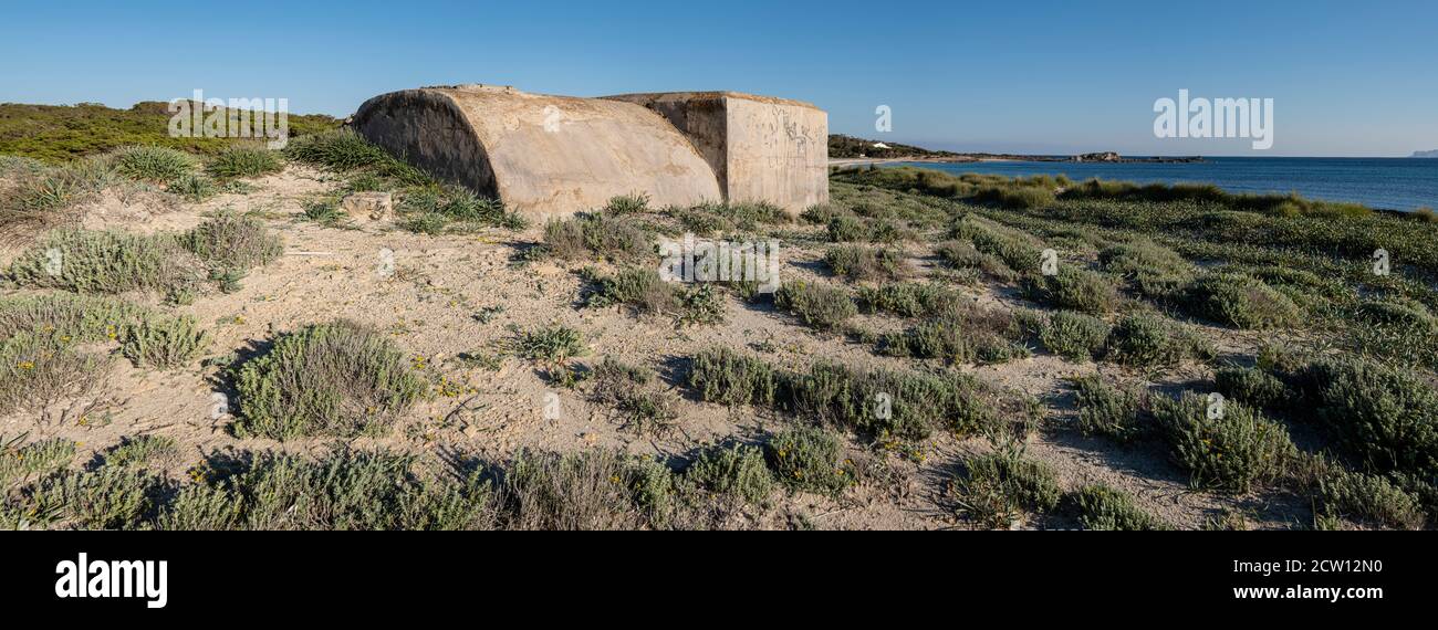 Soute de guerre civile, plage es Caragol, commune de Santanyi, Majorque, Iles Baléares, Espagne Banque D'Images