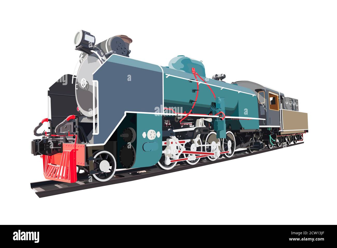 Transport de locomotive à vapeur, train d'époque, isolé sur fond blanc. Illustration vectorielle. Illustration de Vecteur