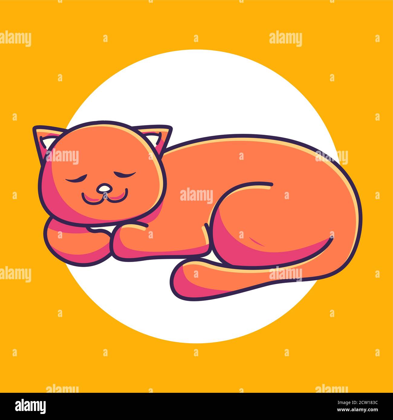 Joli Chat Orange Dormant Dessin Anime Vectoriel Image Vectorielle Stock Alamy