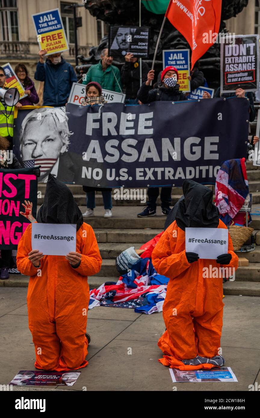 Londres, Royaume-Uni. 26 septembre 2020. Manifestation libre de Julian Assange à Piccadilly Circus. Crédit : Guy Bell/Alay Live News Banque D'Images
