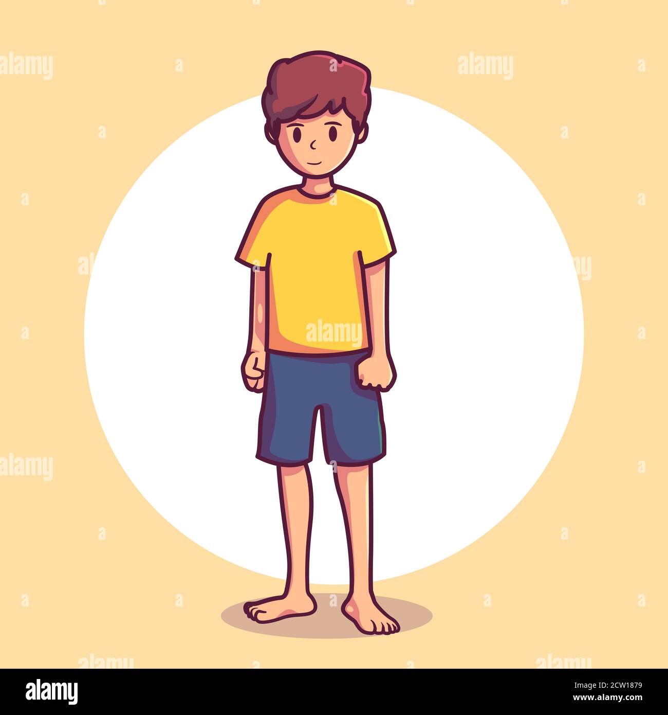 dessin animé mignon garçon dans une pose debout. dessin animé vecteur Illustration de Vecteur
