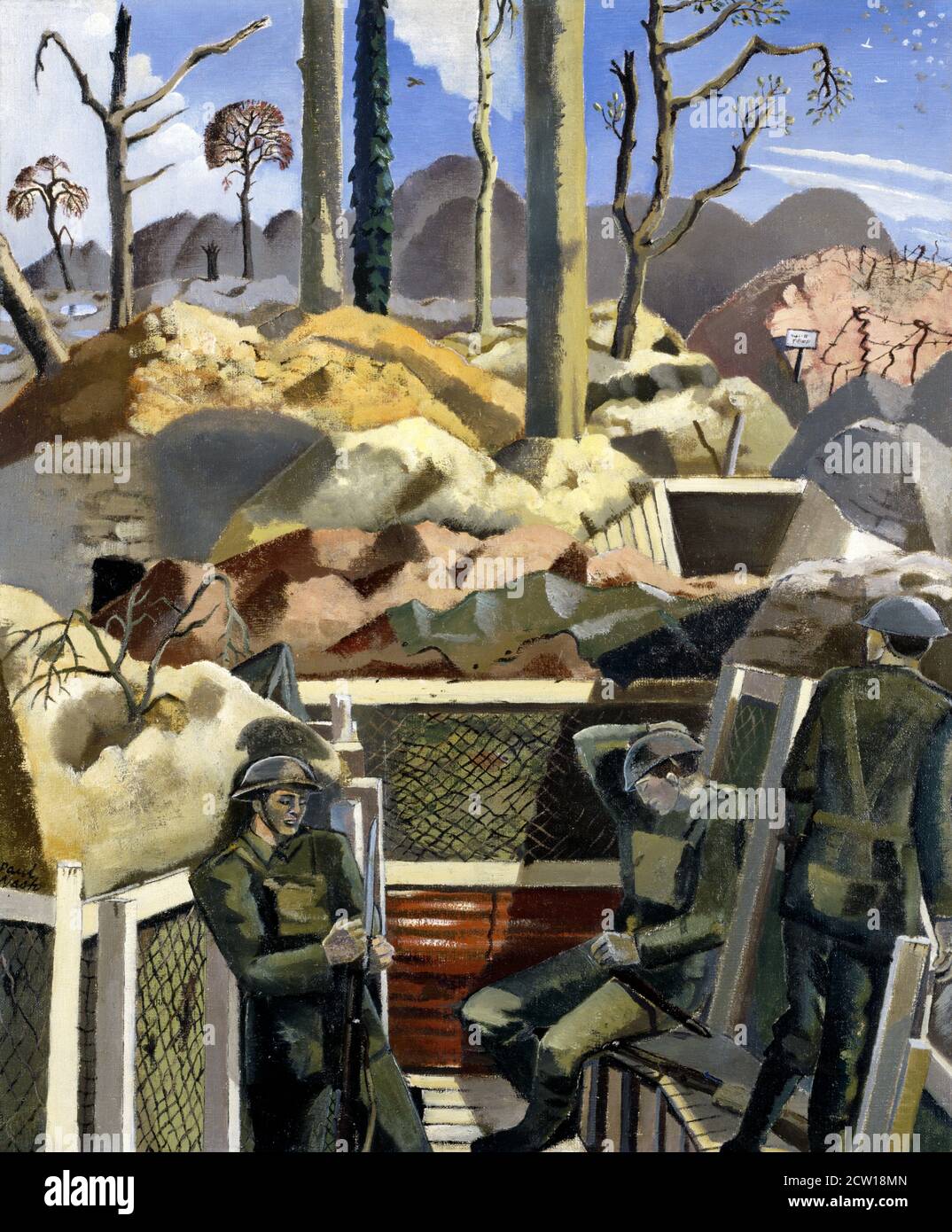 Printemps dans les tranchées, Ridge Wood par Paul Nash (1889-1946), huile sur toile, 1917 Banque D'Images