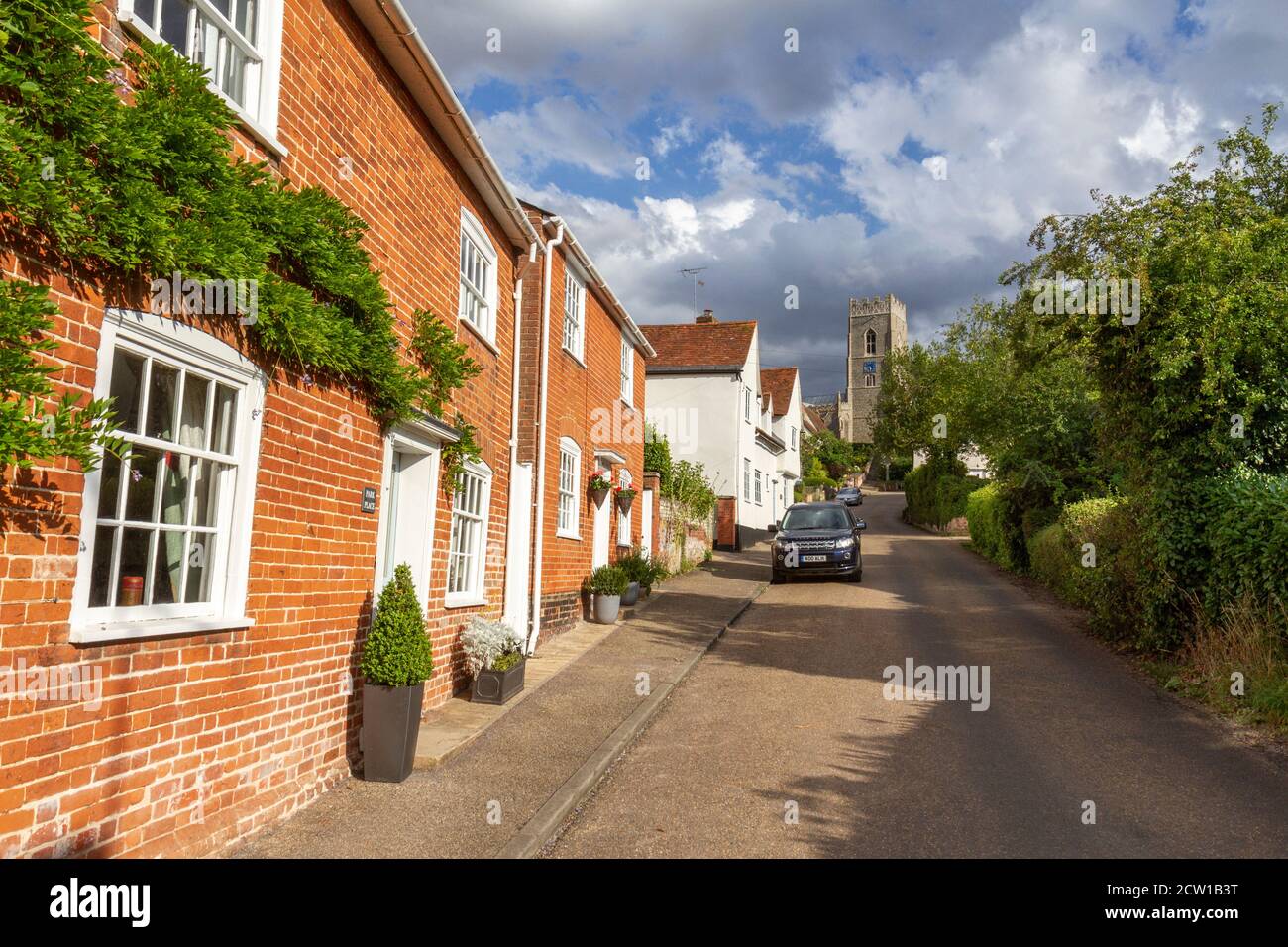 Vue générale du centre du joli village de Kersey, Suffolk, Royaume-Uni. Banque D'Images