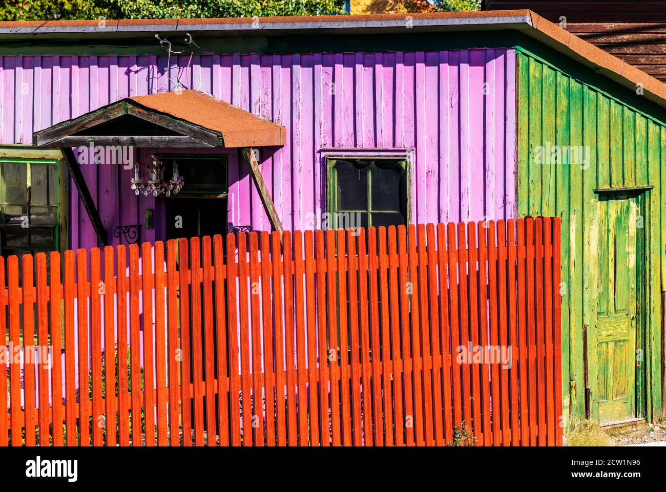 Clôture colorée et parement en bois ; Salida ; Colorado ; États-Unis Banque D'Images