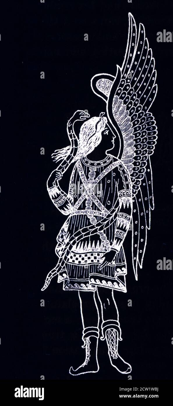 Cette illustration du début des années 1900 montre un ancien acteur grec dans le costume d'un Fury. Les Erinyes, ou Furies en anglais, étaient trois déesses de vengeance et de châtiment qui punissaient les hommes pour crimes contre l'ordre naturel. Ils étaient particulièrement préoccupés par l'homicide, la conduite non filiale, les infractions contre les dieux et le parjure. Une victime qui cherche justice pourrait faire tomber la malédiction des Erinys sur le criminel. Banque D'Images