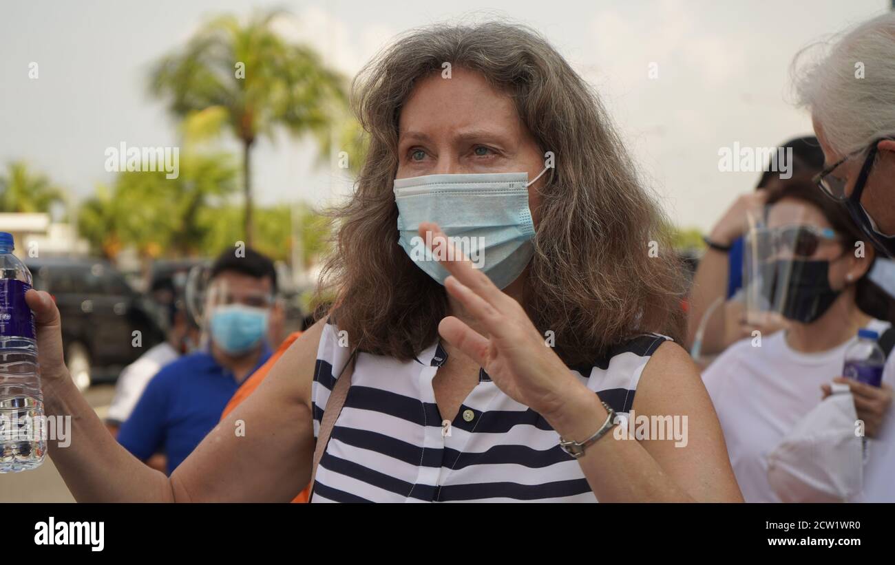 Pasay, Philippines. 26 septembre 2020. Ambassadeur du Danemark, son Excellence, Grete Sillasen, participant à l'événement #BikegentilMOA. (Photo de Sherbien Dacalanio/Pacific Press) crédit: Pacific Press Media production Corp./Alay Live News Banque D'Images