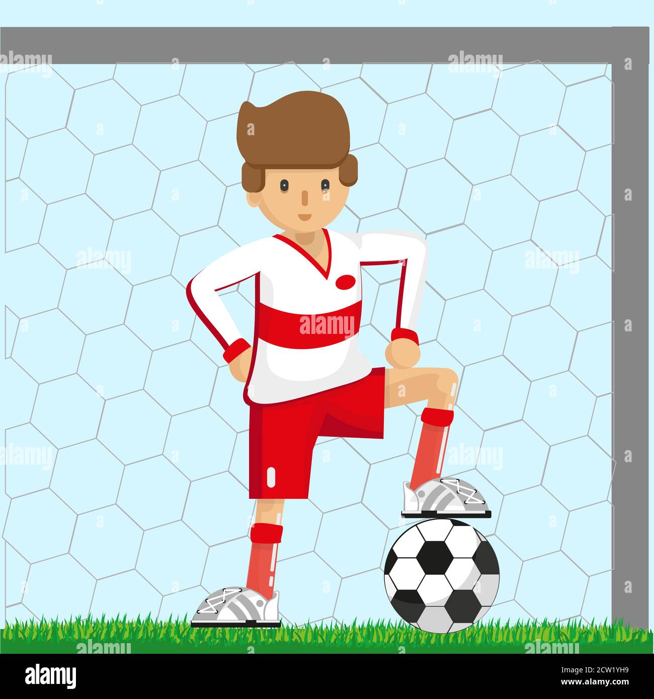 Gardien de but posé avant le match Illustration de Vecteur