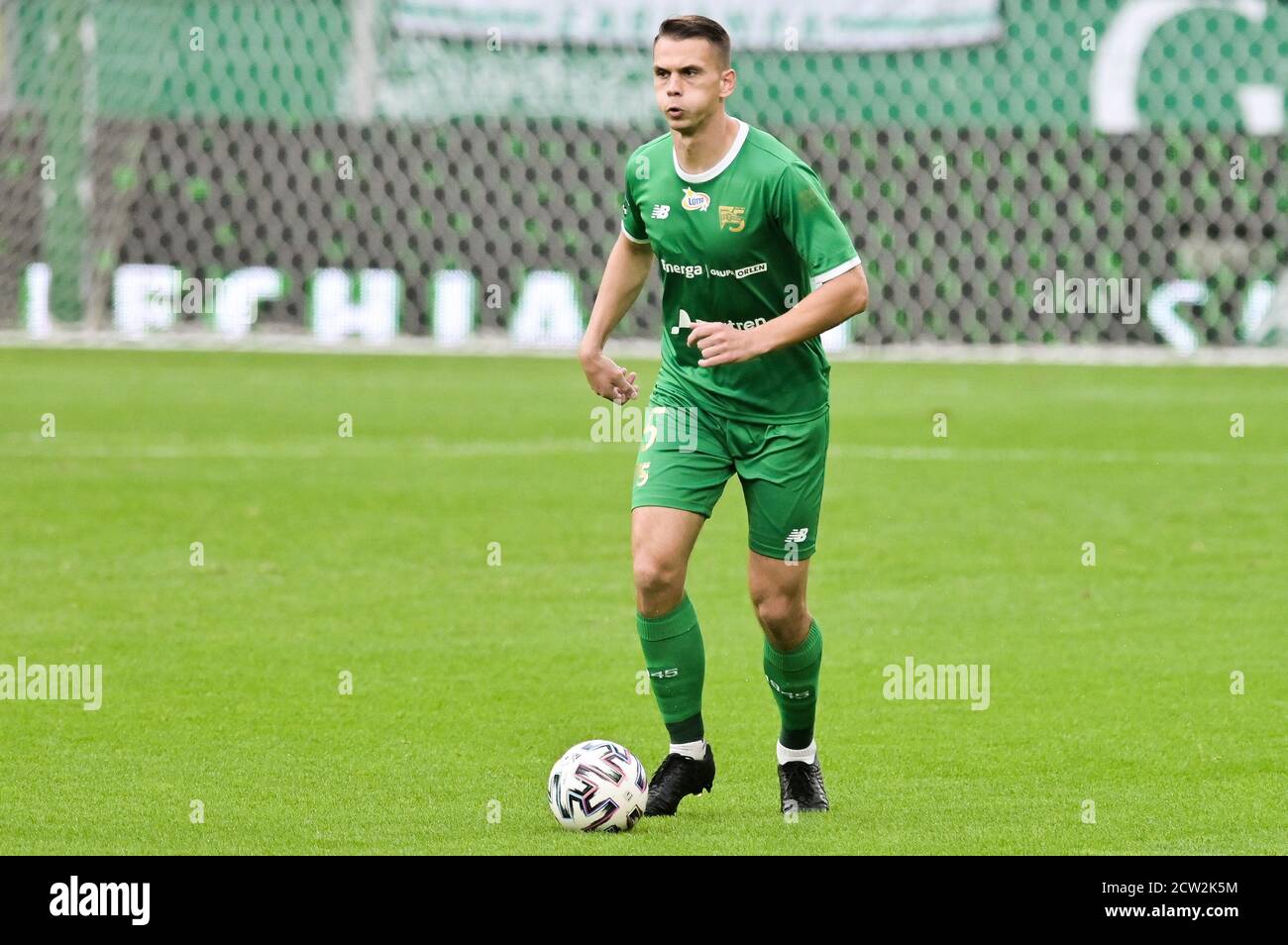 Gdansk, Pologne. 26 septembre 2020. Bartosz Kopacz de Lechia vu en action pendant le match polonais Ekstraklasa entre Lechia Gdansk et TS Podbeskidzie Bielsko Biala.(score final; Lechia Gdansk 4:0 TS Podbeskidzie Bielsko Biala) crédit: SOPA Images Limited/Alay Live News Banque D'Images