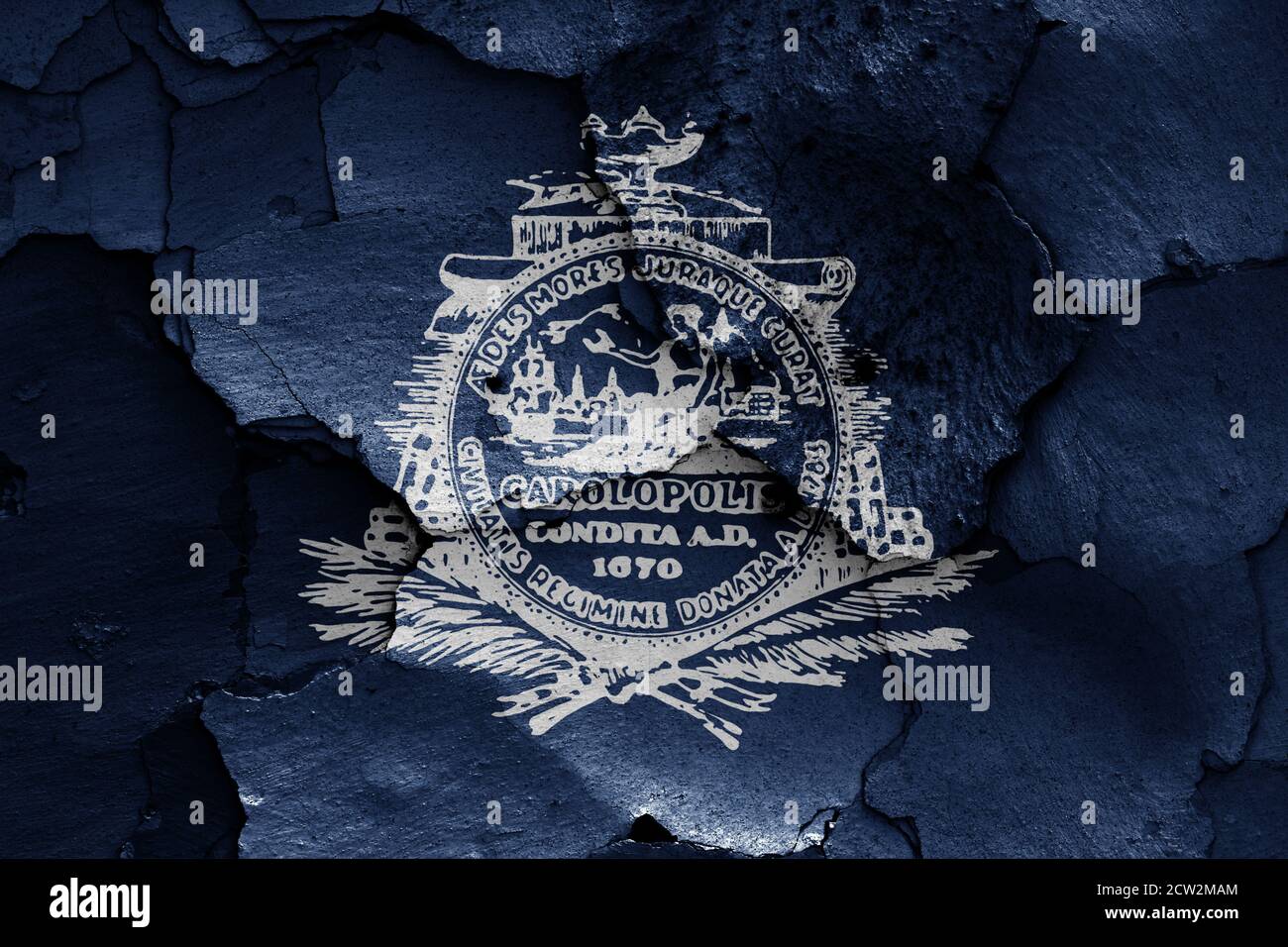 Drapeau de Charleston peint sur un mur fissuré Banque D'Images