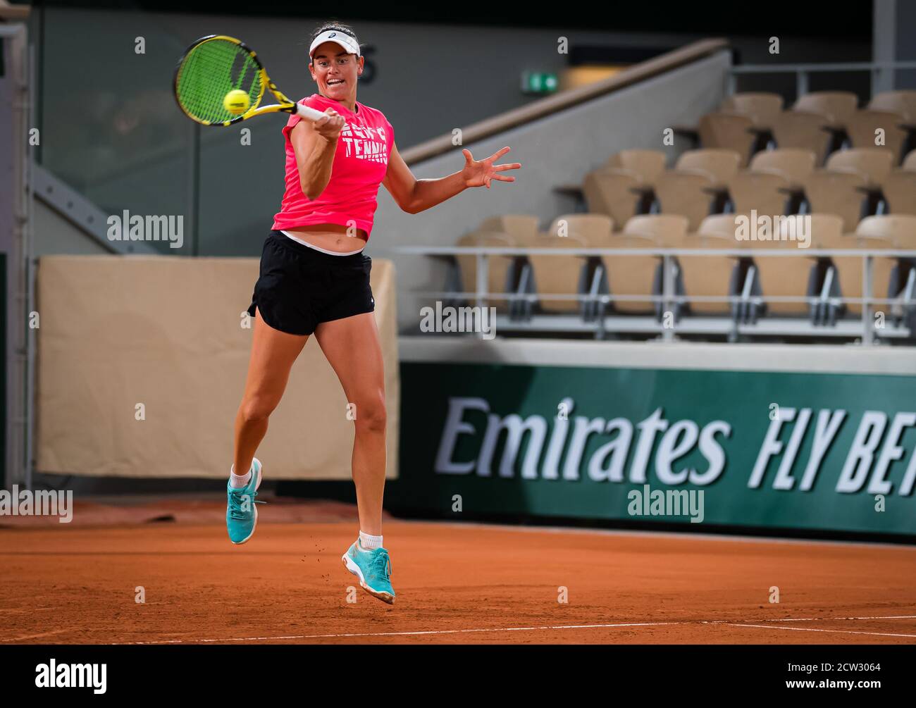 Jennifer Brady des États-Unis pendant la pratique avant le début du Roland Garros 2020, Grand Chelem tennis Tournament, qualification, le septembre Banque D'Images