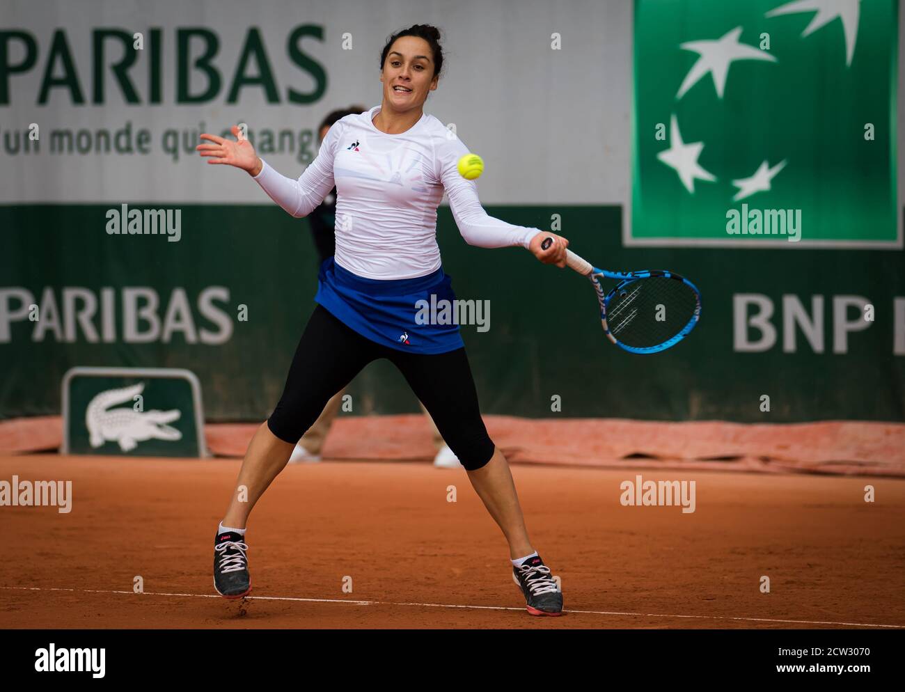 Martina Trevisan d'Italie lors de son match de qualification final au Roland Garros 2020, Grand Chelem tennis Tournament, qualification, le 25 septembre, Banque D'Images