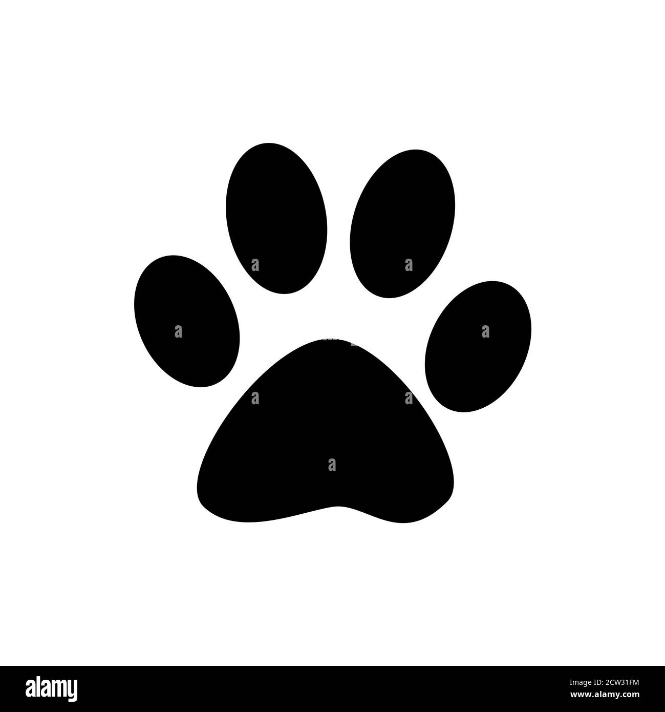 Icône noire à imprimé Paw isolée Banque D'Images