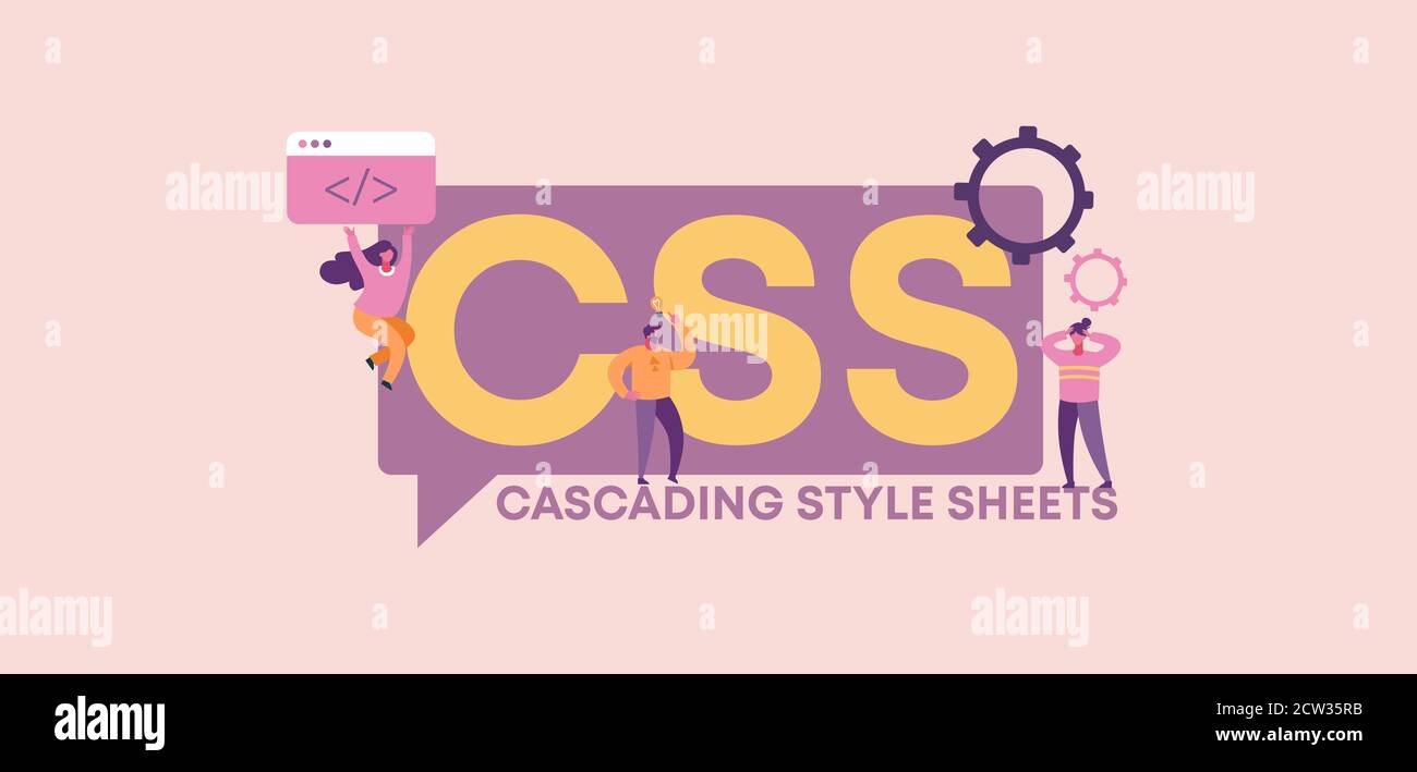 Feuilles de style CSS en cascade. Technologies de programmation et de codage développement d'applications en ligne. Illustration de Vecteur