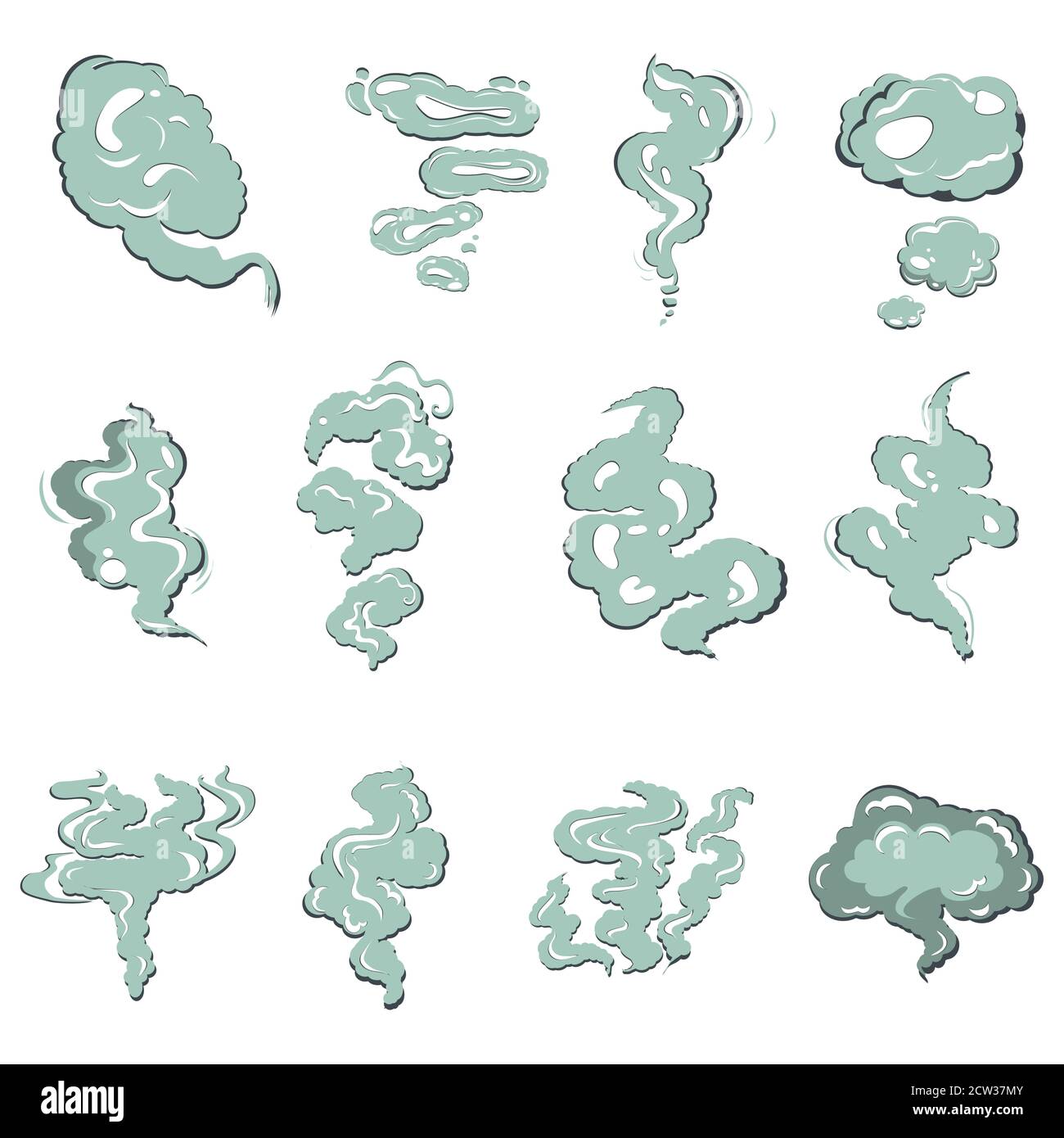 Pollution verte toxique et collecte des traces de vapeur, odeur de dent et nourriture mauvaise odeur, fumée de pied ou de cigarette, odeur de poussière et d'odeur piquant, odeur et ex Illustration de Vecteur