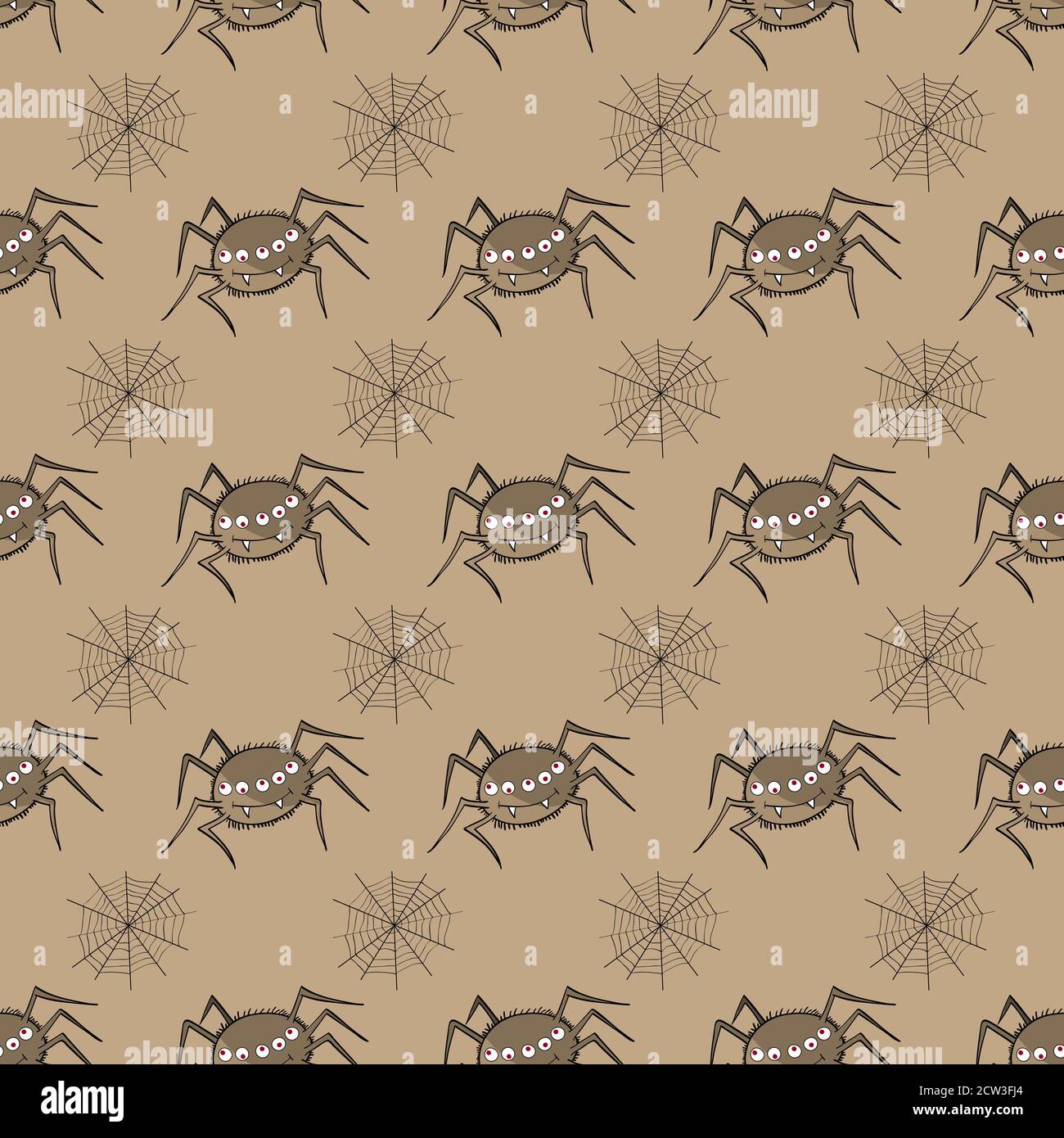 Motif Halloween sans coutures avec araignées. Dans les couleurs brunes. Vecteur. Illustration de Vecteur