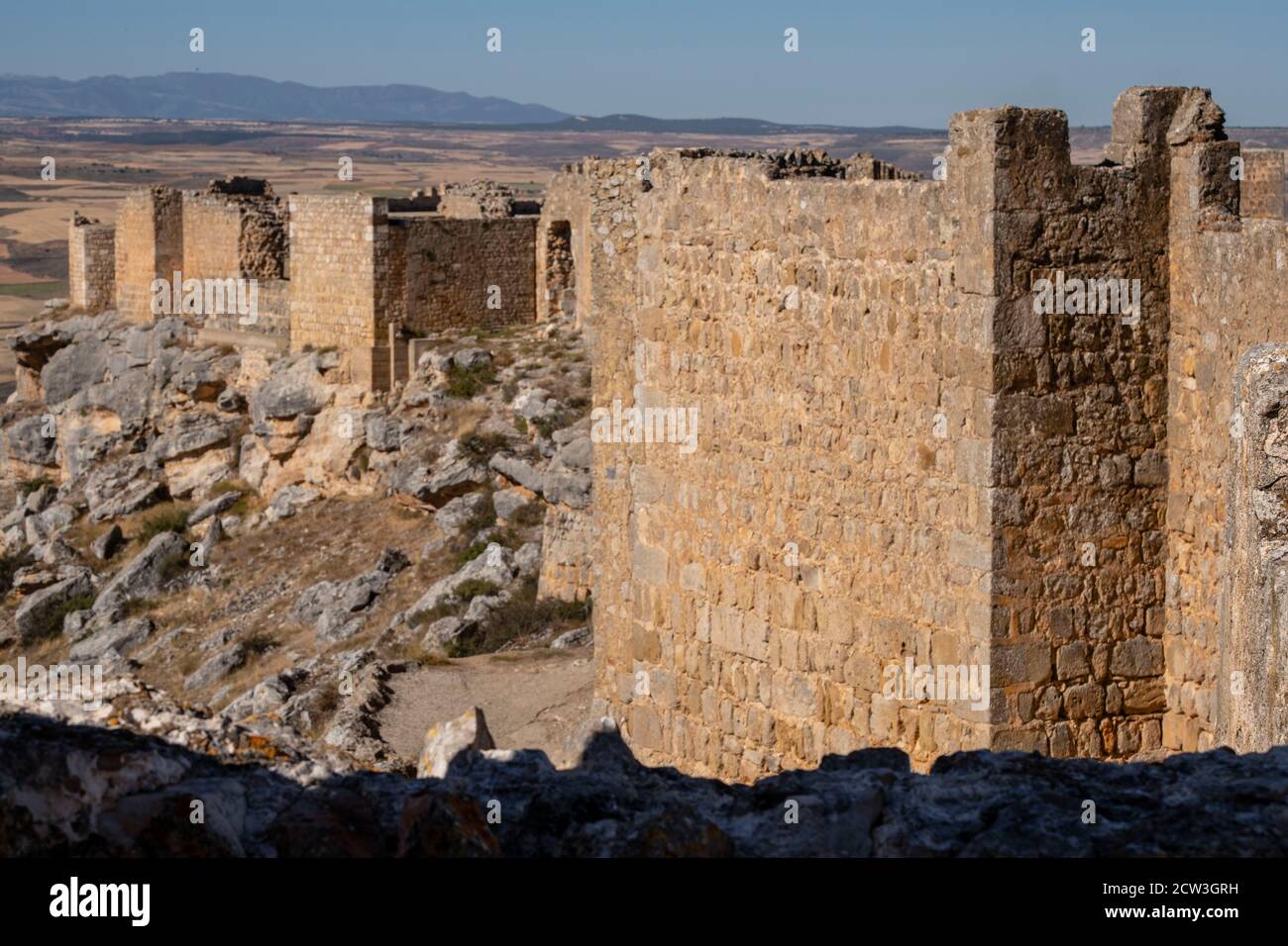 murallas, Castillo de Gormaz, Siglo X, Gormaz, Soria, Comunidad Autónoma de Castilla, Espagne, Europe Banque D'Images