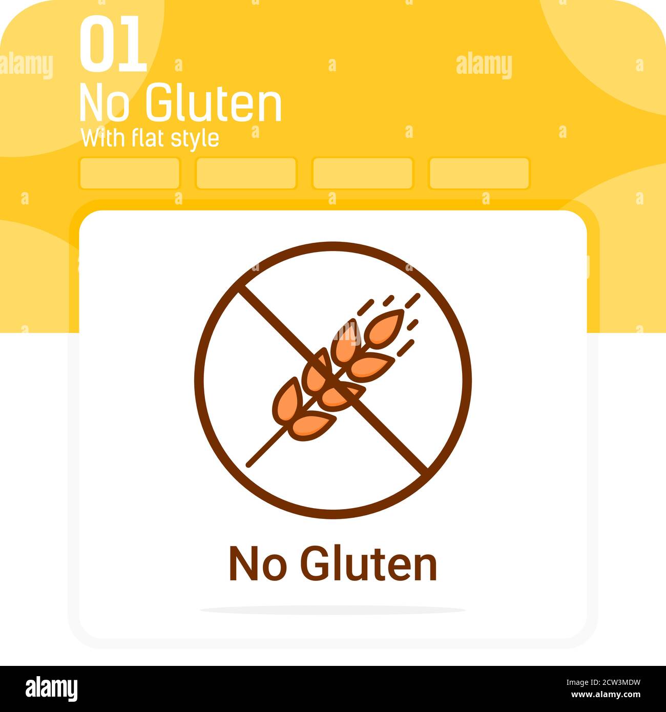 produit antiallergique sans gluten. Icône de vecteur d'étiquette diététique avec style plat isolé sur fond blanc. Modèle de symbole vectoriel pour aliments Illustration de Vecteur