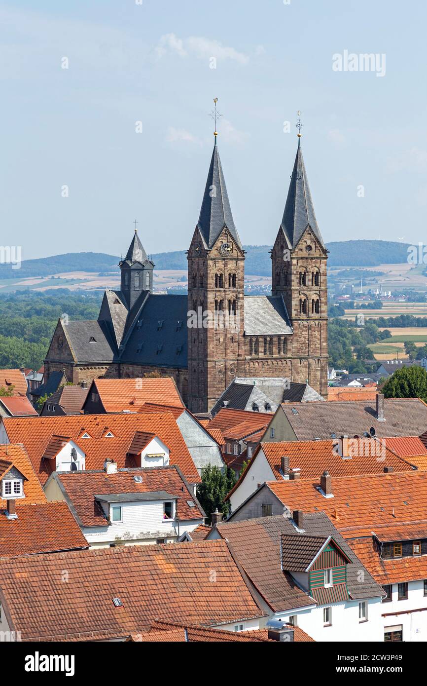 Cathédrale Saint-Pierre, Fritzlar, vue depuis la Tour Grey, Hesse, Allemagne Banque D'Images