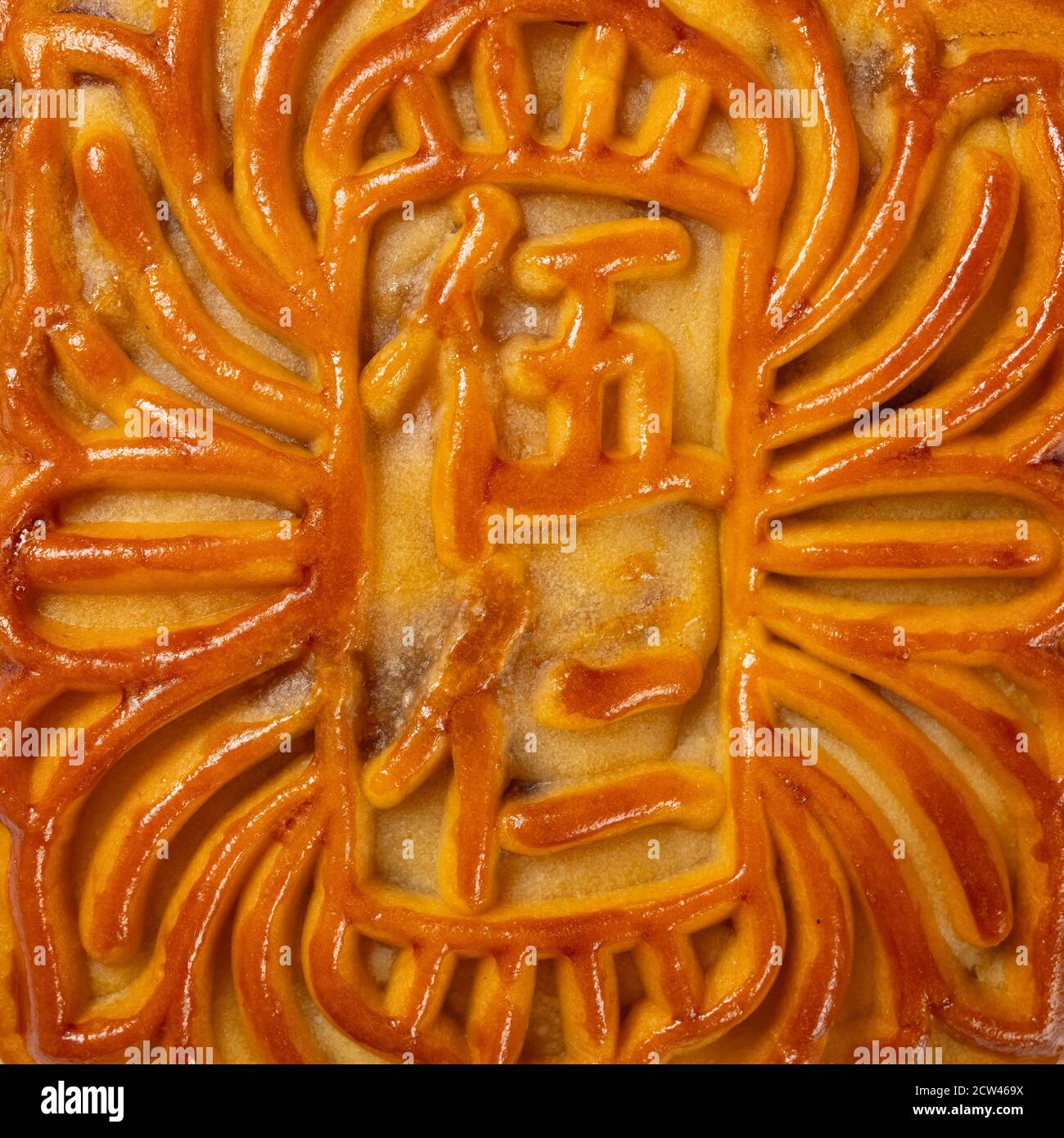 Traduction du chinois en anglais-cinq noyaux-vue du dessus traditionnel gâteau de lune gros plan sans logo ni marque commerciale Banque D'Images