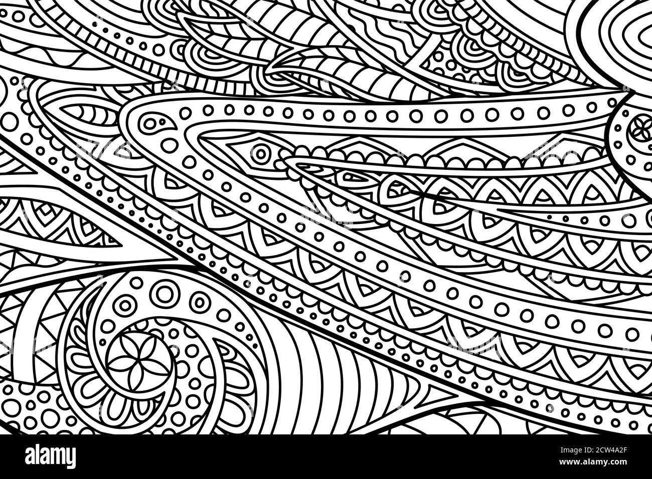 Page de livre à colorier avec beau motif linéaire abstrait monochrome Illustration de Vecteur