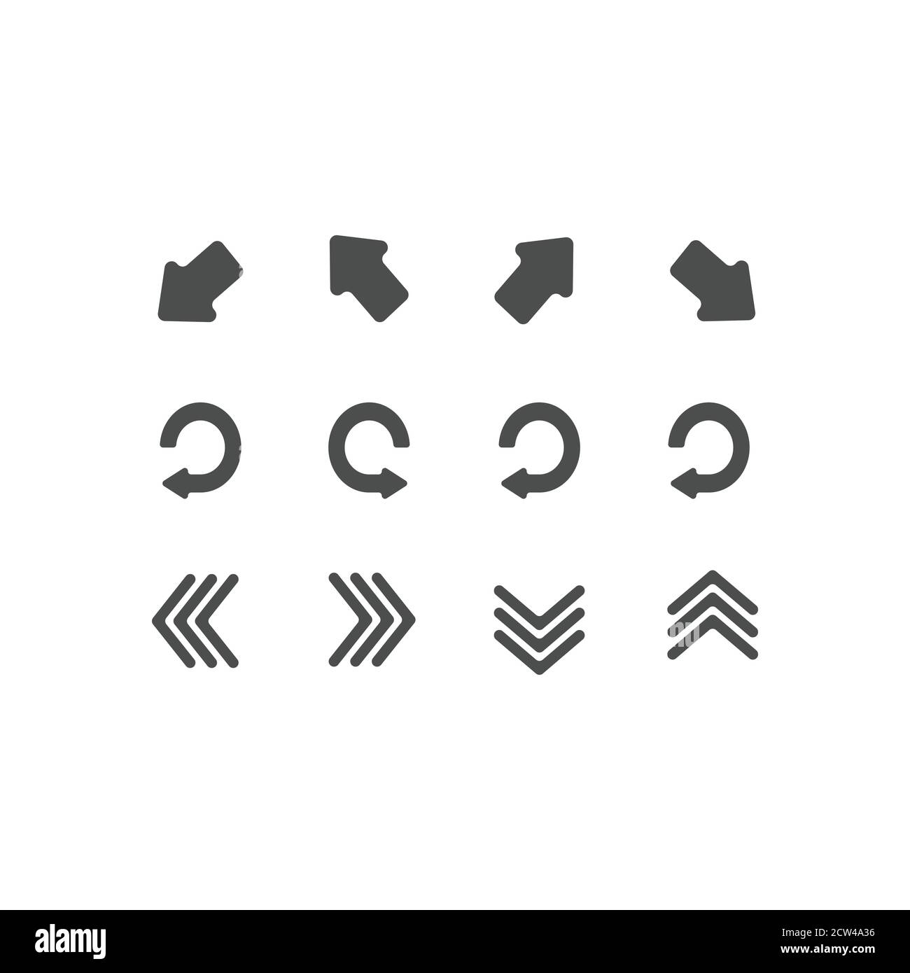 Grand jeu de flèches sur un arrière-plan blanc isolé. Illustration de Vecteur