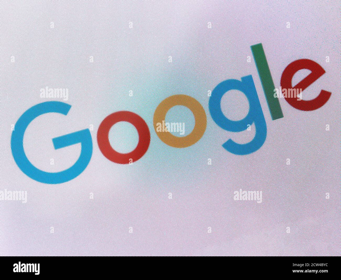 Milan, Italie - octobre 2019 : Google à l'écran Google est le moteur de recherche le plus populaire au monde Banque D'Images