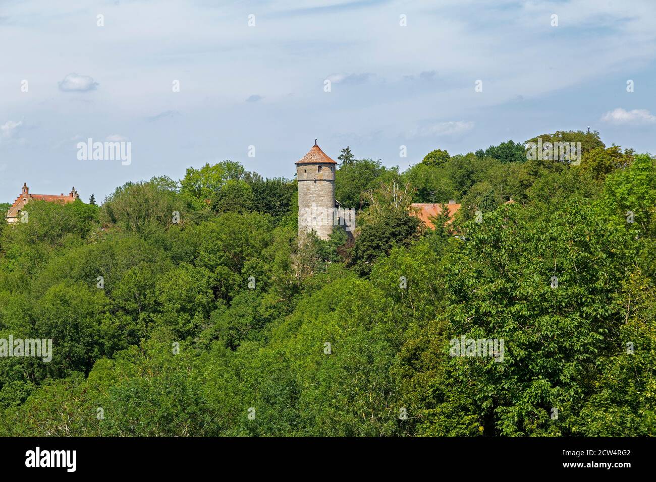 Ancienne tour, Rothenburg ob der Tauber, moyenne-Franconie, Bavière, Allemagne Banque D'Images