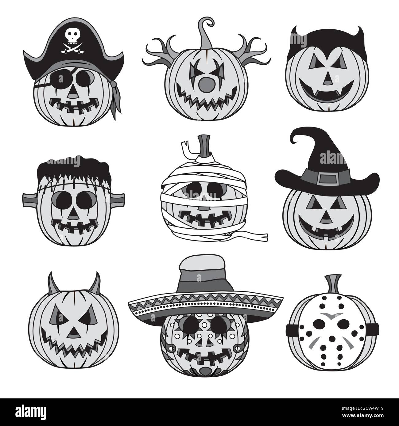 Ensemble de citrouilles d'Halloween Illustration de Vecteur
