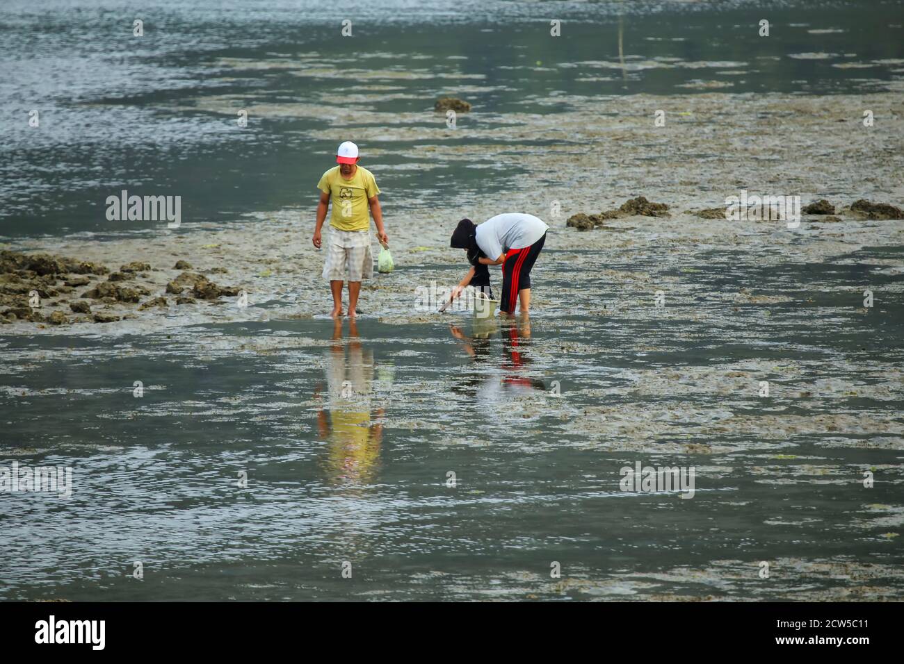 Les résidents de Banda Aceh, en Indonésie, qui vivent sur la côte, travaillent pour vivre sur les plages de marée, pendant la pandémie COVID-19 Banque D'Images