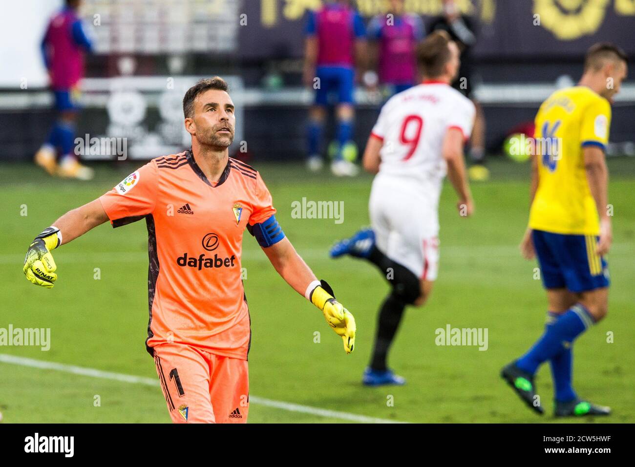 Alberto Cifuente de Cadix pendant le championnat d'Espagne la Ligue football match entre Cadix Club Futbol et Sevilla Club de Futbol le 27 septembre 2020 au stade Ramon de Carranza à Cadix, Espagne - photo Joaquin Corchero / Espagne DPPI / DPPI crédit: LM/DPPI/Joaquin Corchero/Alay Live News Banque D'Images