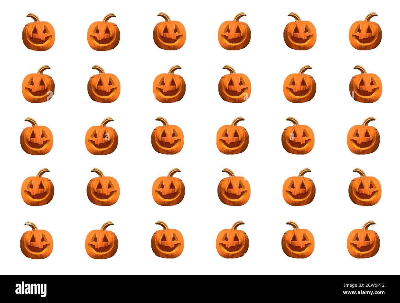 Motif de citrouilles d'Halloween isolé sur un fond blanc Banque D'Images