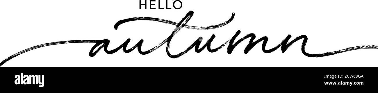 Bonjour texte lettrage automne, lettrage au pinceau. Illustration de Vecteur